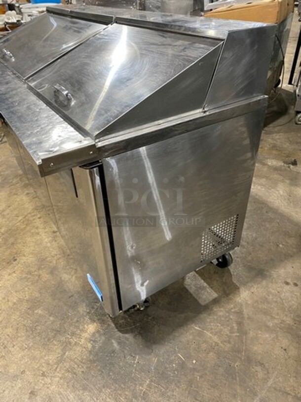 Turbo Air Commercial Refrigerated Sandwich Prep Table! With 3 Door Storage Space Underneath! Poly Coated Racks! All Stainless Steel! On Casters! Model: MST7230 SN: MM7T808001 115V 60HZ 1 Phase - Image 2 of 10