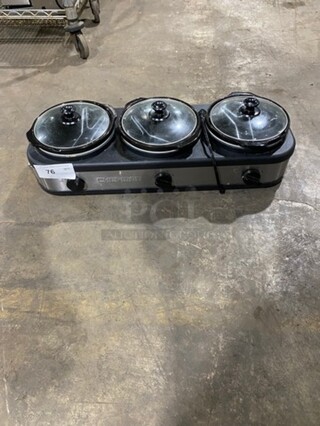 Chefman Countertop 3 Pot Slow Cooker! With Lids!