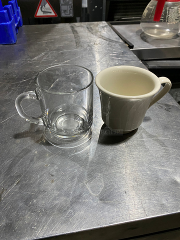 ALL ONE MONEY! Clear And White Mugs! Includes Red Poly Coca Cola Crates!  - Image 4 of 8