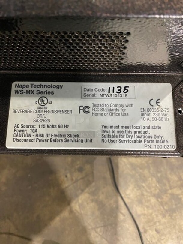 Napa Technology Commercial Beverage Dispenser/ Cooler! With Wine Saving Technology! Model: WSMX SN: NTWS101318 115V - Image 7 of 10