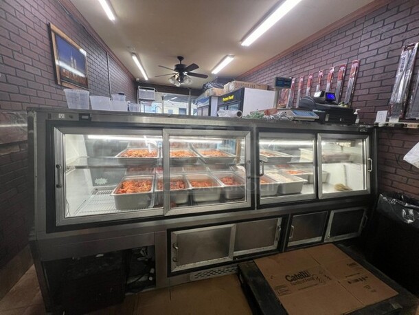 Custom Cool All Stainless Steel Body Commercial Refrigerated 10' Meat Produce/Deli Case Merchandiser! With Cold Refrigerated Storage! With 4 Sliding Back Access Doors! WORKING WHEN REMOVED! - Image 6 of 7