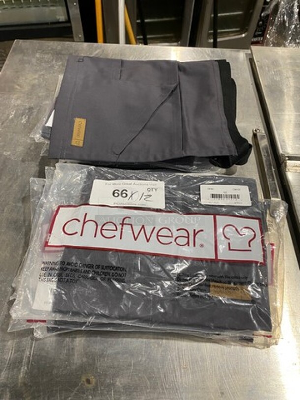 NEW! Chefwear Commercial Grey Waist Apron! With Pockets! With Adjustable Waist Band! 12x Your Bid!
