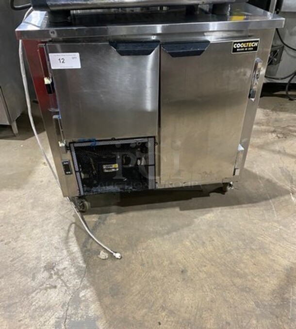 LATE MODEL! 2019 Cool Tech Commercial 2 Door Lowboy/ Worktop Cooler! Stainless Steel! On Casters! Model: CUST36LB SN: 025619 120V 60HZ 1 Phase - Image 1 of 8
