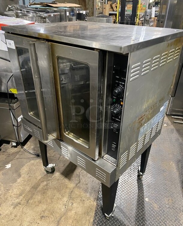 Nice! 2021 Magic Chef 38in Natural Gas Powered Commercial Convection Oven Stainless Steel! On Commercial Casters! Working When Removed! MODEL M38COD SN:21070096A  - Image 12 of 12