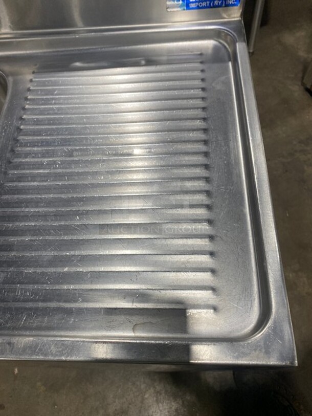 SWEET! L & J Commercial 3 Bay Bar Back Sink! With Dual Side Drain Boards! With Back Splash! With Faucets And Handles! All Stainless Steel! On Legs! - Image 7 of 9