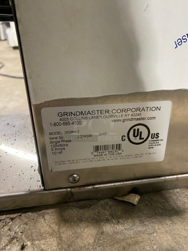 Grindmaster Commercial Countertop Dual Coffee Bean Grinder Machine! Stainless Steel Body! Model: 250RH2 SN: L214346 120V 1 Phase - Image 9 of 10