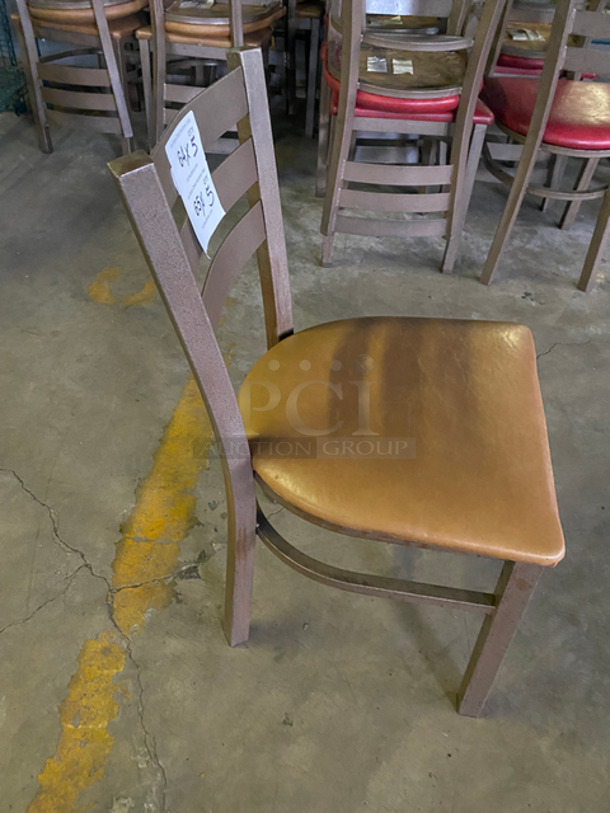 Tan Cushioned Chairs! With Brown Metal Body! 5x Your Bid! - Image 4 of 7
