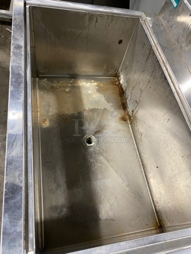 Supreme Metal Commercial Undercounter Ice Bin/ Bartender Cocktail Station! With Built In Hand Sink! With Faucet And Handles! With Drainboard! Drain Board Has Side Splashes! With Back Splash! All Stainless Steel! On Legs! - Image 8 of 10