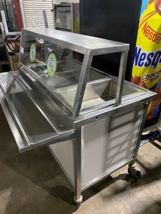 Atlas Metal Commercial Electric Powered 3 Well Steam Table! With Sneeze Guard! With Storage Space Underneath! All Stainless Steel! On Casters! WORKING WHEN REMOVED! Model: WIHDM3 SN: 338589 208V 1 Phase - Image 2 of 10