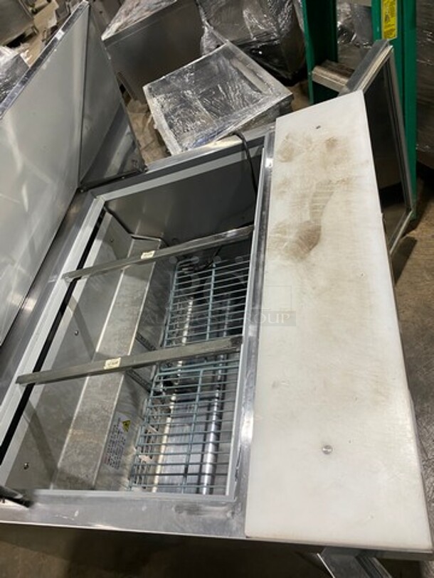 Universal Coolers Commercial Refrigerated Sandwich Prep Table! With 2 Door Storage Space Underneath! With Poly Coated Rack! All Stainless Steel! On Casters! - Image 7 of 10