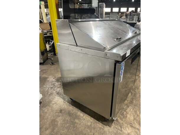 Dukers Commercial Refrigerated Sandwich/Salad Prep Table! All Stainless Steel! With 2 Door Storage Space Underneath! With Poly Coated Racks! Model DSP 60 Serial DUK211103! 115V! On Casters! - Image 2 of 9