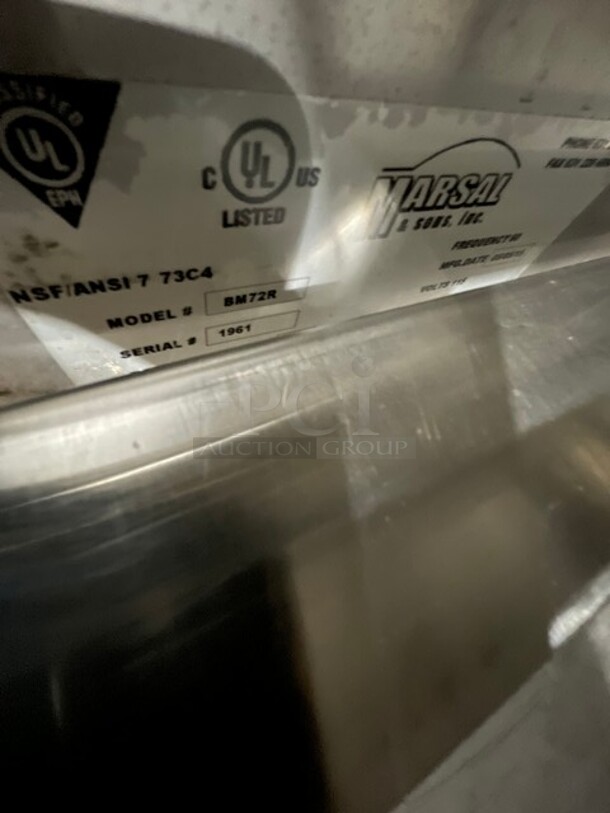 Marsal All Stainless Steel 72 Inch Refrigerated Pizza Prep Table Station! On Casters! Remote Compressor/No Compressor! 115V! Model: BM72R SN: 1961! - Image 7 of 10