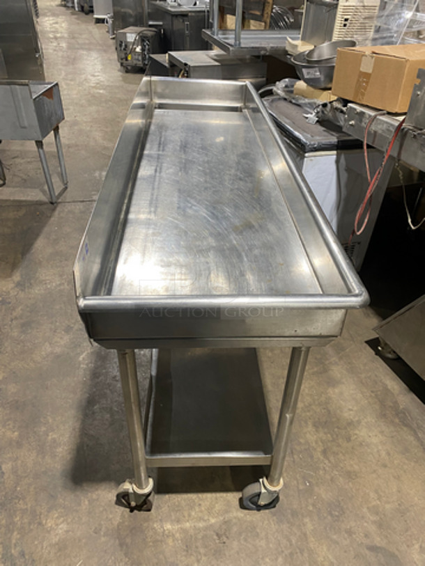 NICE! American Metal Commercial Dish/ Prep Wash Bin! With Back Splash! With Storage Space Underneath! Solid Stainless Steel! On Casters! - Image 9 of 12