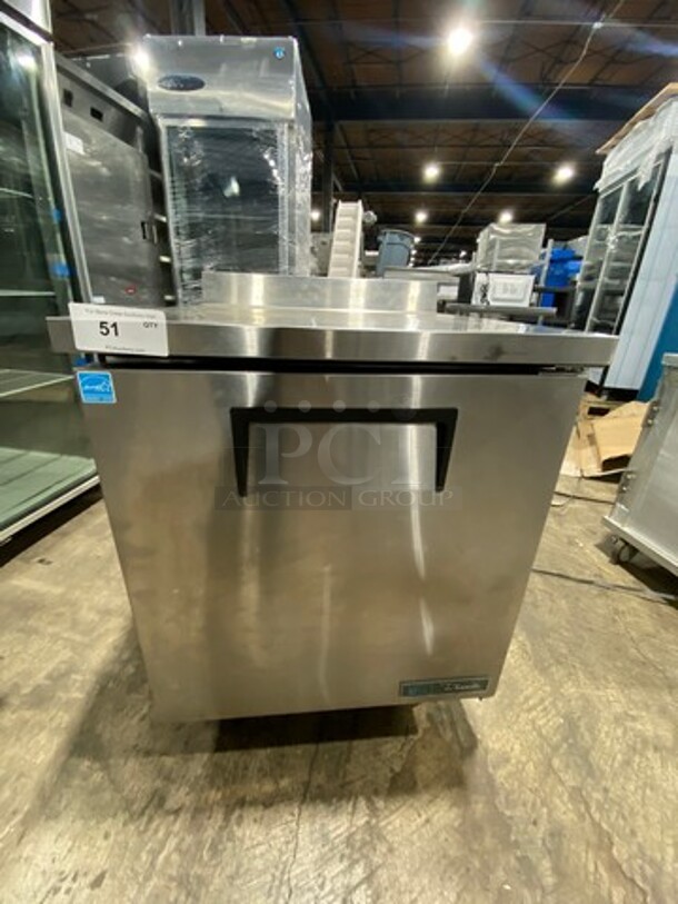 NEW! True Commercial Single Door Refrigerated Lowboy/Worktop Cooler! With Backsplash! All Stainless Steel! On Casters! Model: TWT27HC SN: 9782769 115V 60HZ 1 Phase