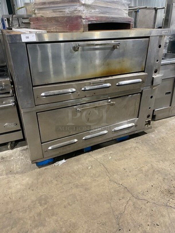 Garland Commercial Natural Gas Powered Double Deck Pizza Oven! With Stones! All Stainless Steel! 2x Your Bid Makes One Unit!