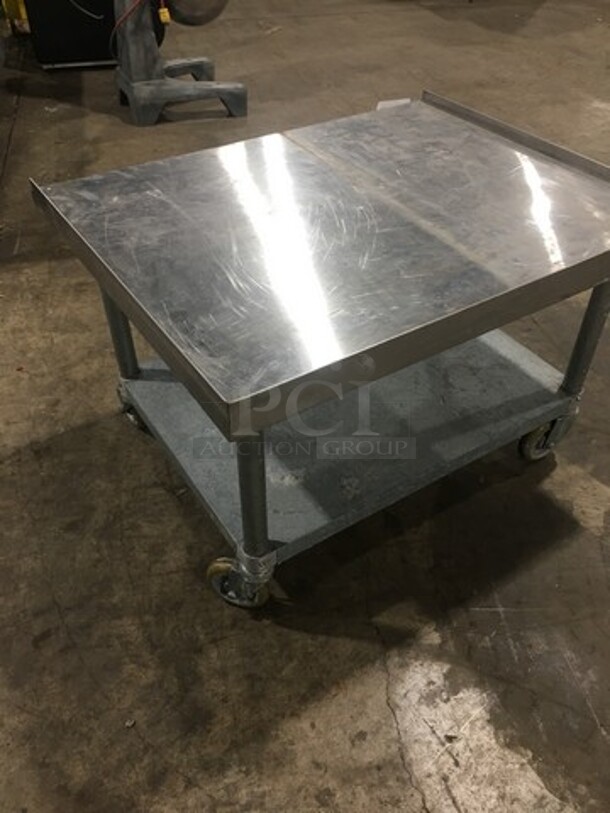 Solid Stainless Steel Work Top/ Prep Table! With Back And Side Splashes! With Storage Space Underneath! On Casters! - Image 3 of 7