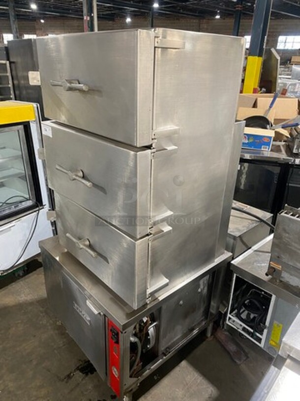 GREAT! Vulcan Commercial Triple Deck Pressure Steam Cooker! All Stainless Steel! On Legs! Model: VHL3G SN: 271155958 120V 60HZ 1 Phase - Image 2 of 12