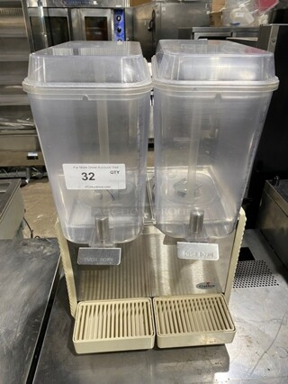 Crathco Commercial Countertop Dual Hopper Beverage Dispenser! With Poly Drip Tray! Clear Poly Jugs! Stainless Steel Body! Model: D254 SN: T209331 115V