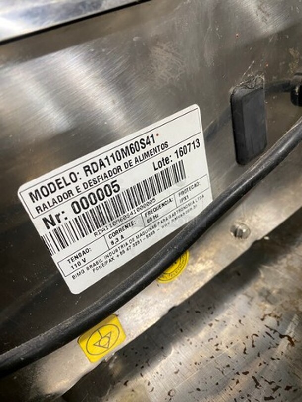 Bimg Commercial Countertop Grater/Mincer! All Stainless Steel! Model: RDA110M60S41 SN: 000005 110V - Image 5 of 8