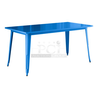 BRAND NEW SCRATCH & DENT! Lancaster Table & Seating Alloy Series 63" x 32" Blue Standard Height Outdoor Table
