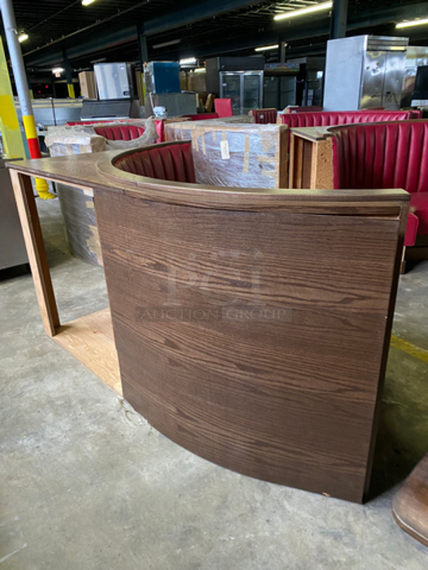 NEW! Single Sided Curved Red Cushioned Booth Seat! With Wooden Outline! Perfect For In The Corner Placement! 3x Your Bid! Can Be Connected With Any Of The Booths Listed! - Image 3 of 5