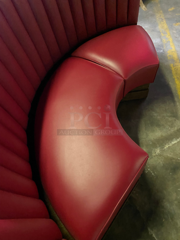 NEW! Single Sided Curved Red Cushioned Booth Seat! With Wooden Outline! Perfect For In The Corner Placement! 3x Your Bid! Can Be Connected With Any Of The Booths Listed! - Image 4 of 5