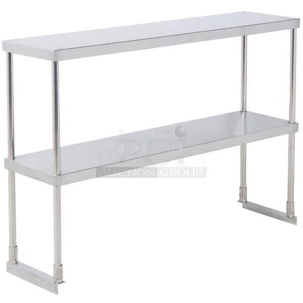 BRAND NEW SCRATCH & DENT!  Avantco 178SSDOS4818 Stainless Steel Double Deck Overshelf - 18" x 46 3/4". Missing a shelf and dented.  - Image 1 of 2