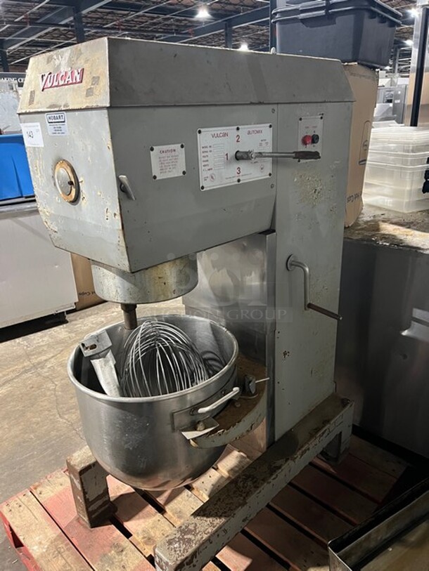 FAB! Vulcan Commercial Floor Style Metal Planetary 60 Quart Mixer w/ Mixing Bowl, Paddle Attachment, Whisk Attachment and Dough Hook Attachment! Model FM60 SN:810817 208V 3PH  - Image 2 of 9