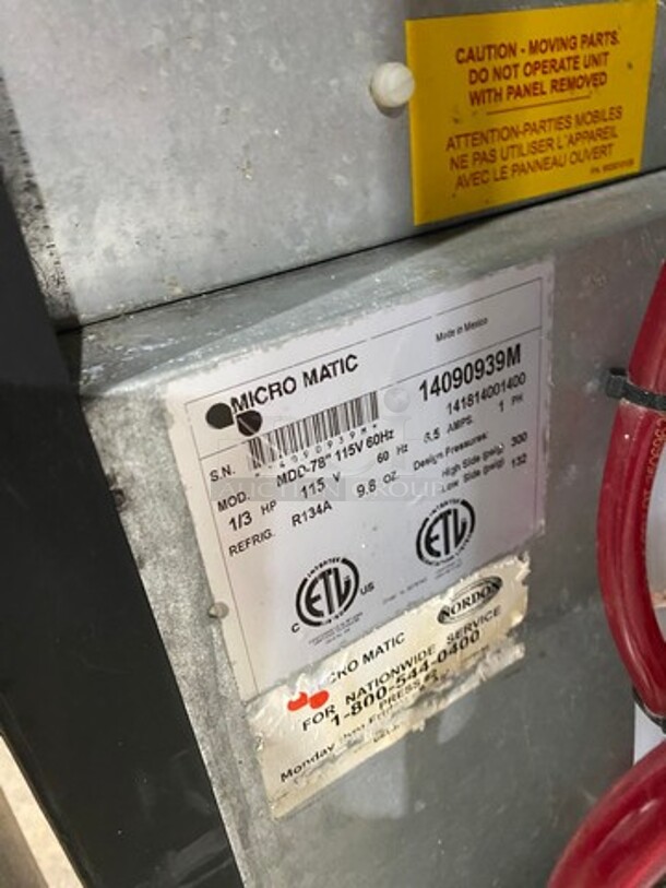 Micro Matic Commercial Refrigerated Dual Tower Kegerator! With 3 Door Storage Space Underneath! Model: MDD78 SN: 14090939M 115V 60HZ 1 Phase - Image 9 of 10