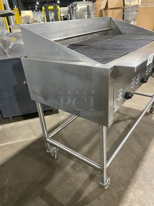 All Stainless Steel Commercial Natural Gas Powered Char Broiler Grill! With Back And Side Splashes! All Stainless Steel Stand ! On Commercial Casters! - Image 2 of 9
