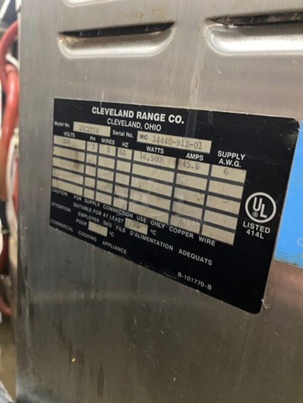 Cleveland Electric Powered Countertop Steamer! All Stainless Steel! On Legs! Model: 21CET16 SN: 1444091101 208V 60HZ 3 Phase - Image 5 of 8