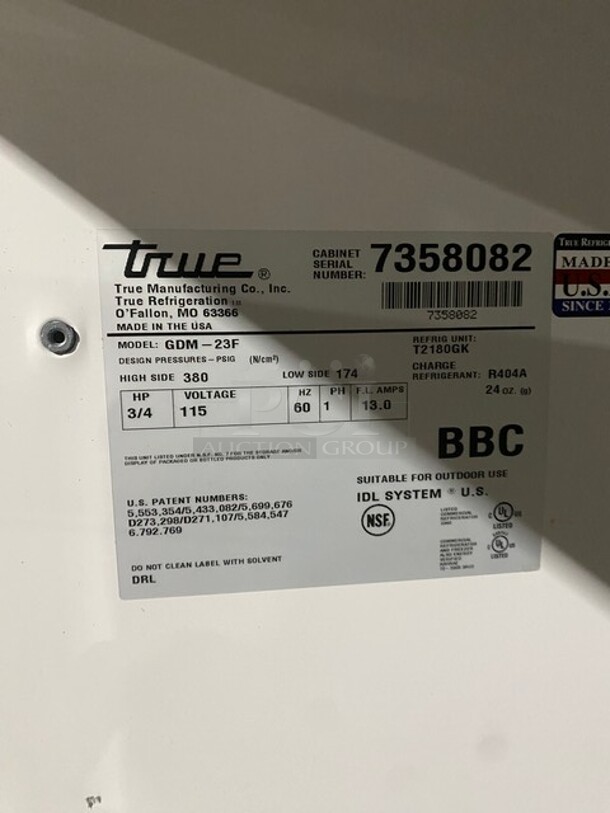 True Commercial Single Door Reach In Freezer Merchandiser! With View Through Door! With Poly Coated Racks! Model: GDM23F SN:7358082 115V 1PH - Image 7 of 9