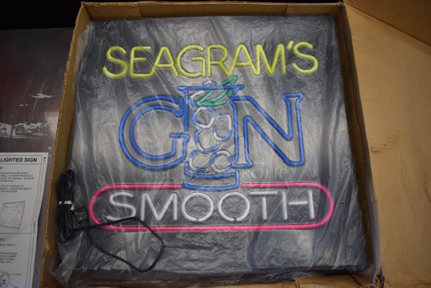 IN ORIGINAL BOX! Seagrams Gin Smooth Neon Light Up Sign.  - Image 1 of 4