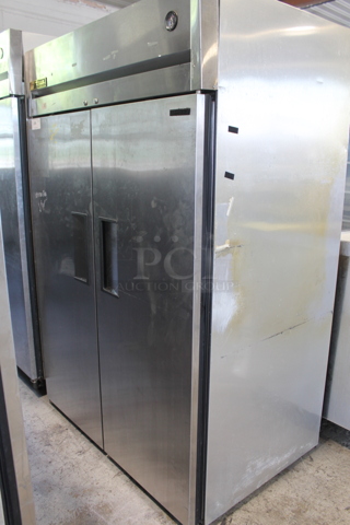 2015 True TG2R-2S Stainless Steel Commercial 2 Door Reach In Cooler w/ Poly Coated Racks. 115 Volts, 1 Phase. Tested and Working!