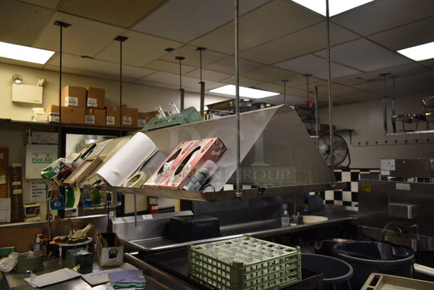 Stainless Steel Over Head Drying Rack. Does Not Include Contents. BUYER MUST REMOVE. (dish room)