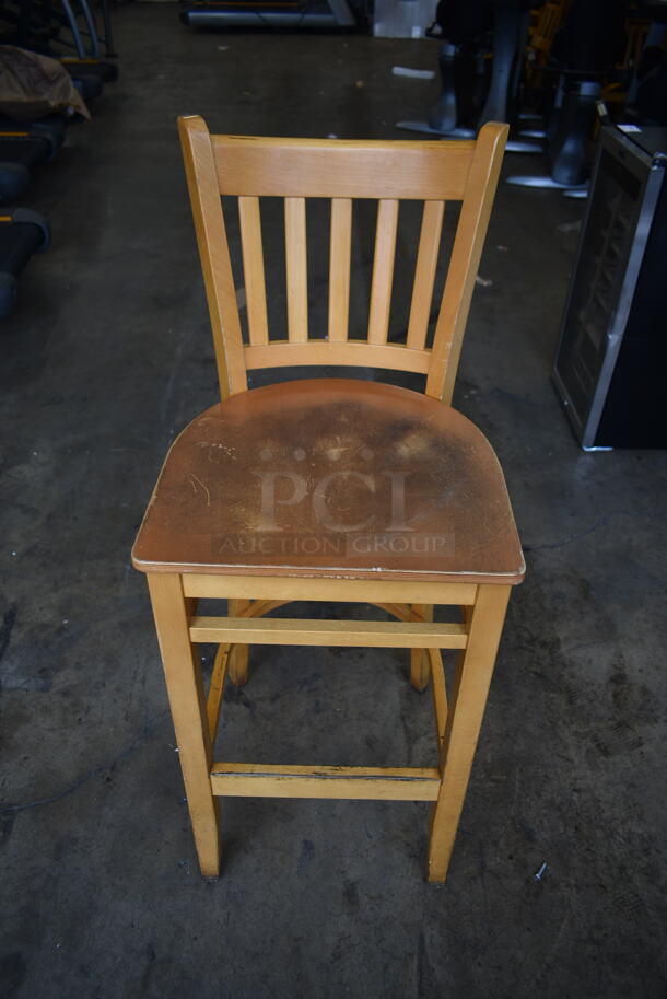 22 Wood Pattern Bar Height Chairs w/ Vertical Back Rest Bars. 22 Times Your Bid! - Image 1 of 5