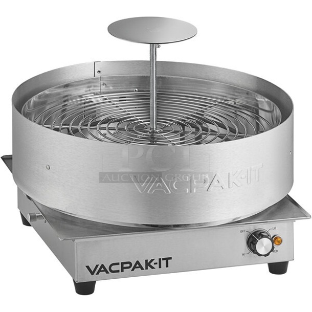 BRAND NEW SCRATCH AND DENT! VacPak-It 186PWM1318 Stainless Steel Commercial Countertop Pizza and Deli Film Wrapping Machine. 115 Volts, 1 Phase. Tested and Working!