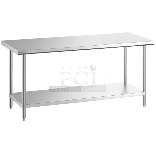 BRAND NEW SCRATCH AND DENT! Regency 600TSS3072S Spec Line 30" x 72" 14 Gauge Stainless Steel Commercial Work Table with Undershelf. May Be Missing Pieces.  - Image 1 of 3