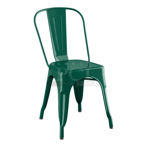 21 BRAND NEW SCRATCH AND DENT! Green Metal Tolix Style Chairs. 12 Times Your Bid!  - Image 1 of 7