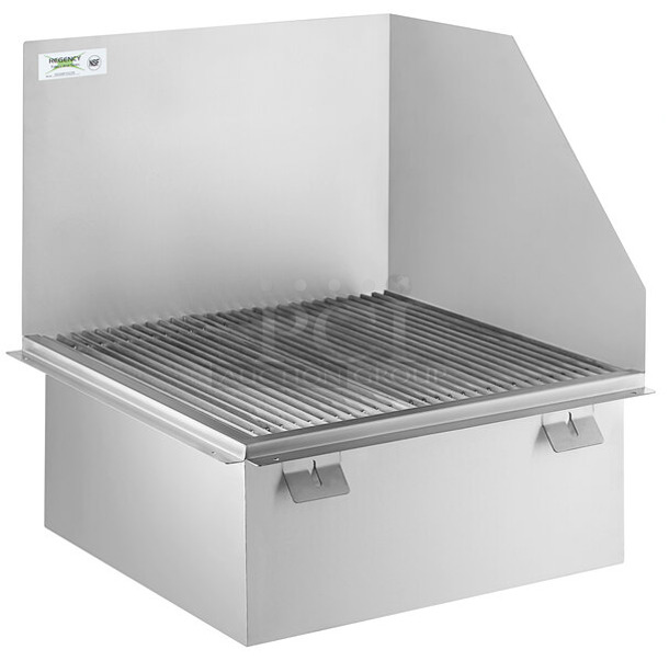 BRAND NEW SCRATCH AND DENT! Regency 600SMFSS23R 16-Gauge 304 Stainless Steel Floor Mounted Mop Sink with Right Side Splash Guard - 22" x 21 3/8" x 10" Bowl - Image 1 of 7