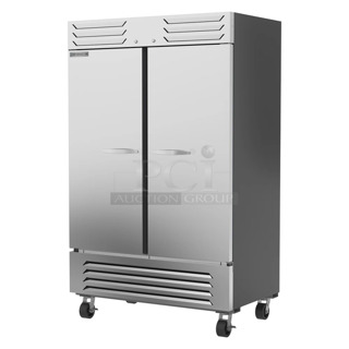 BRAND NEW SCRATCH AND DENT! Beverage Air SF2HC-1S Stainless Steel Commercial 2 Door Reach In Freezer w/ Poly Coated Racks and Commercial Casters. 120 Volts, 1 Phase. Tested and Working!