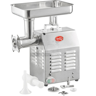 BRAND NEW SCRATCH AND DENT! Avantco MG12 Stainless Steel Commercial Countertop #12 Meat Grinder w/ Tray. 110 Volts, 1 Phase. Tested and Working!