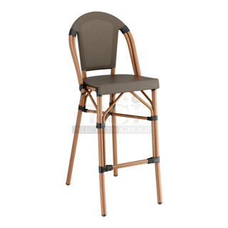 10 BRAND NEW SCRATCH AND DENT! Lancaster Table & Seating 427BSFRBSBRN Bistro Series Brown Teslin Outdoor Side Barstool. 10 Times Your Bid!
