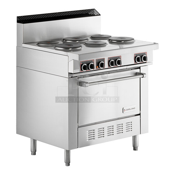 BRAND NEW SCRATCH AND DENT! 2023 Garland SS686 Stainless Steel Commercial Sentry Series 6 Sealed Burner Electric Restaurant Range with Standard Oven. 240 Volts, 3 Phase - Image 1 of 9