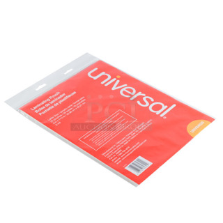 Box of 21 BRAND NEW SCRATCH AND DENT! Universal UNV84620 9" x 11 1/2" Clear Laminating Pouch - 25/Pack