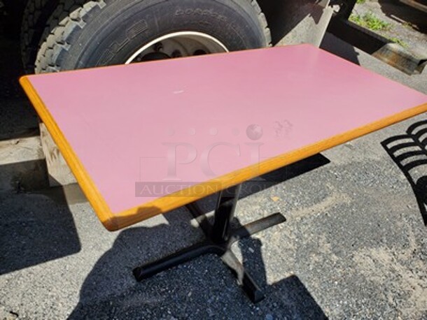 Pink Laminate Wood Top W/ Base 24X46 