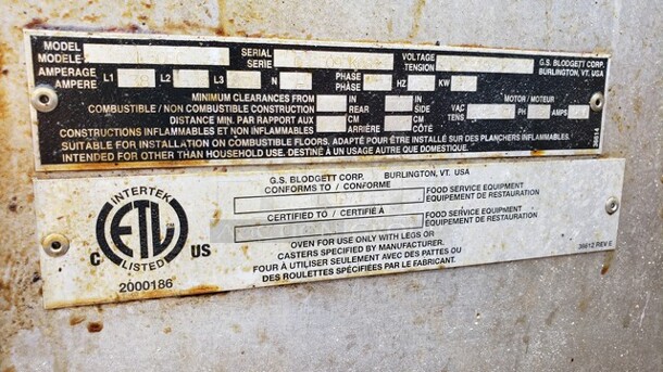 Blodgett KFC Half Size Convection Oven! The power cable inside the oven has been cut and needs to be replaced! 

3 PH
60 Hz
208V - Image 5 of 5