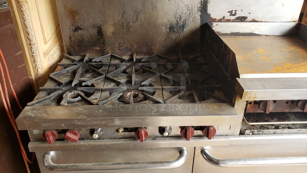 Vulcan 6 Burner Range/ Griddle, Charbroiler, & 2 Standard Ovens! Natural Gas - Image 2 of 8