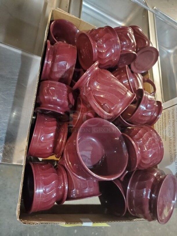 ALL ONE MONEY Dinex Turnbury 8 oz. Cranberry Insulated Mugs with Pedestal Base & 9oz Bowls - Image 1 of 3