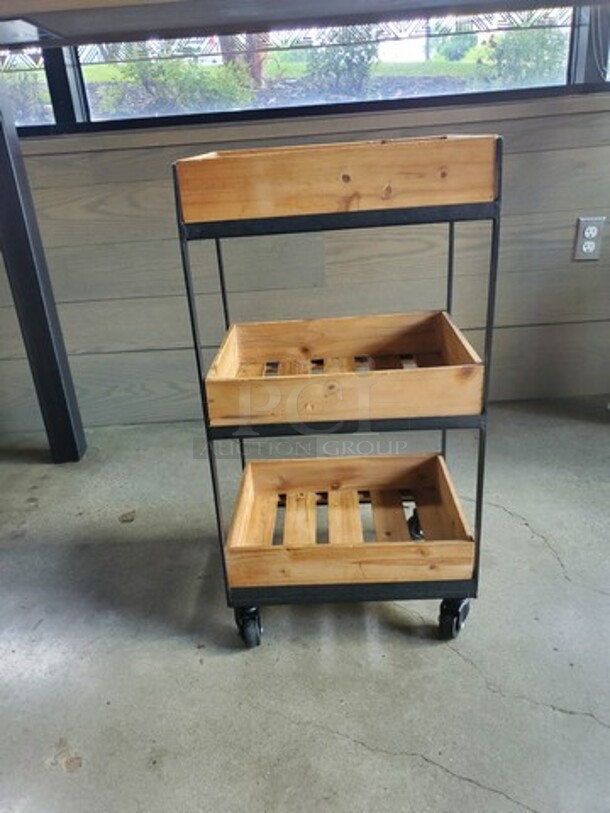 Wood Shelving on wheels/Shelf Rolling Cart - Image 2 of 3